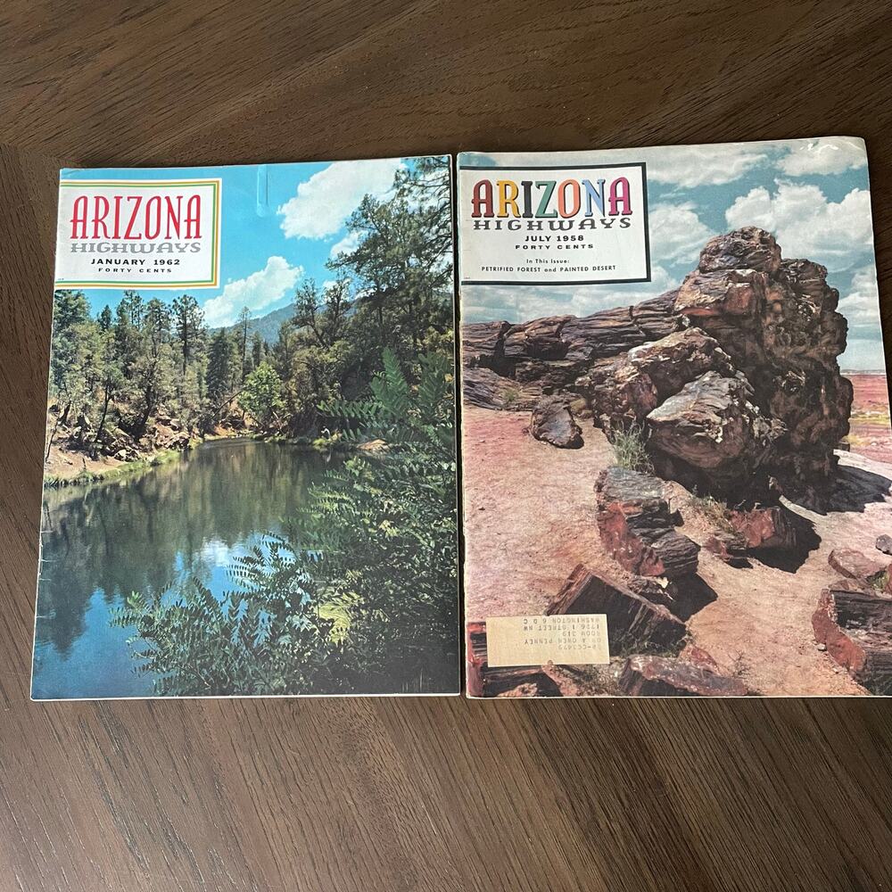 Vintage Arizona Highways Magazine Lot of 2 July 1958 January 1962 Great Pics